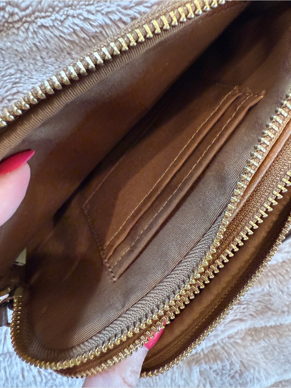 Coach Pebbled Leather Crossbody in Cognac Brown/Gold Hardware - Picture 3 of 5